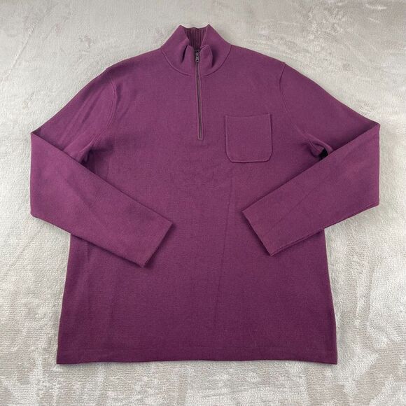 Banana Republic Half Zip Sweater Men XL Burgundy Coolmax Long‎ Sleeve NWOT